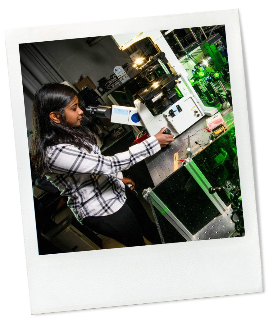 A photo of a woman in a lab